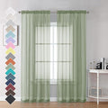 OVZME 2 Panels Sheer Sage Green Curtains 72 Inches Length Window Treatment by OVZME