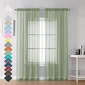 OVZME Sage Green Sheer Curtains 90 Inches Long 2 Panels by OVZME