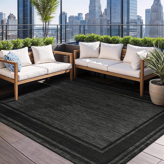 Beverly Rug Outdoor Rug 8x10 Modern Bordered Area Rugs - Image 5