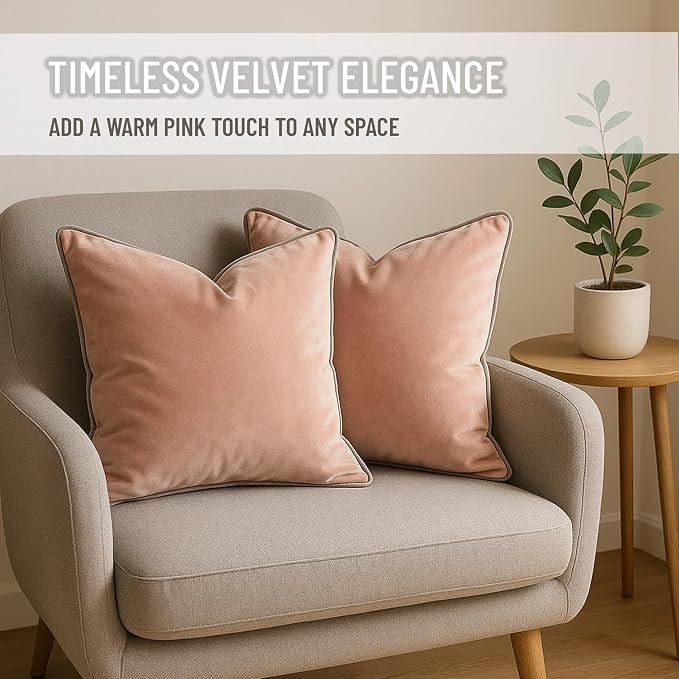 2 Pack Velvet Decorative Throw Pillow Covers, Contrast Piping, Indoor Use - Image 4