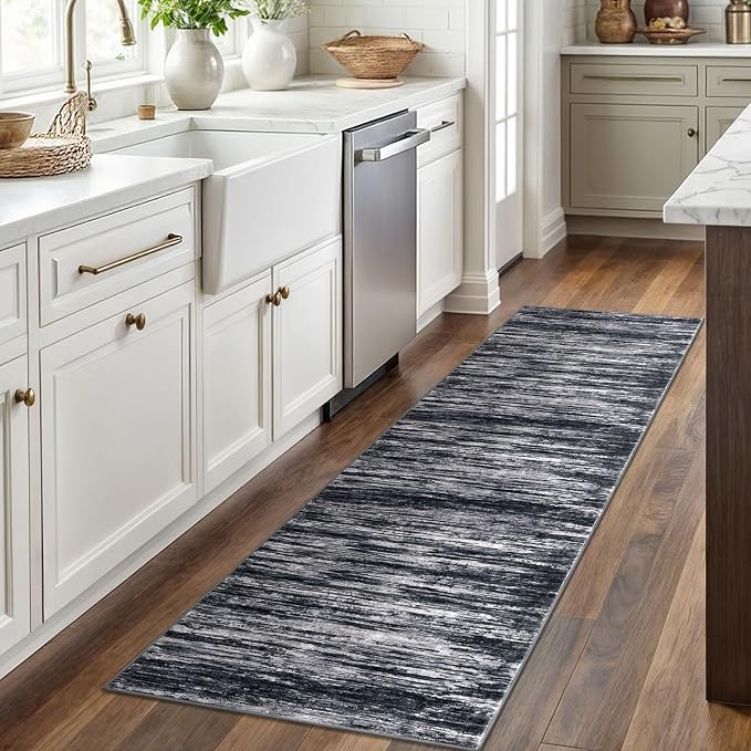 2x6 Modern Abstract Runner Rug for Hallways, Non-Shedding Washable Rug for - Image 2