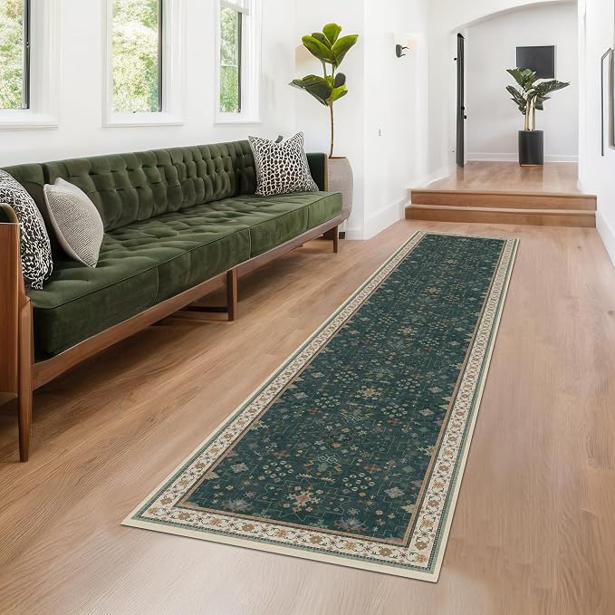 Vintage Dark Green 2x10 Kitchen Rug - Image 5