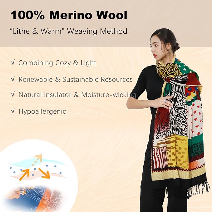 DANA XU 100% Merino Wool Pashmina Shawl - Image 4