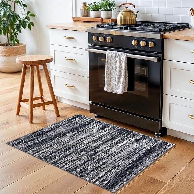 2x3 Modern Abstract Rug for Entryway, Washable Non-Slip Kitchen Rugs, Low-Pile - Image 3