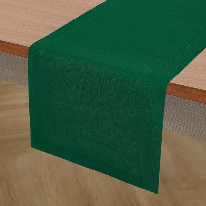 Solino Home Linen Christmas Green Table Runner 132 Inches Long - Image 2