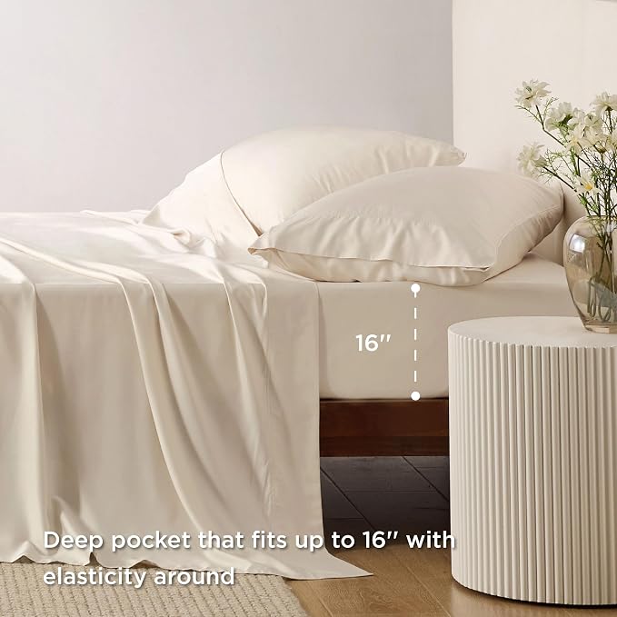 Bedsure Full Size Bed Sheets, Cooling Sheets, Rayon Derived from Bamboo - Image 4