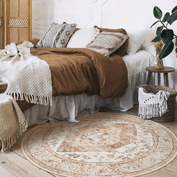 Lahome Boho Circle Rug - 6Ft Washable Round Area Rugs - Image 8