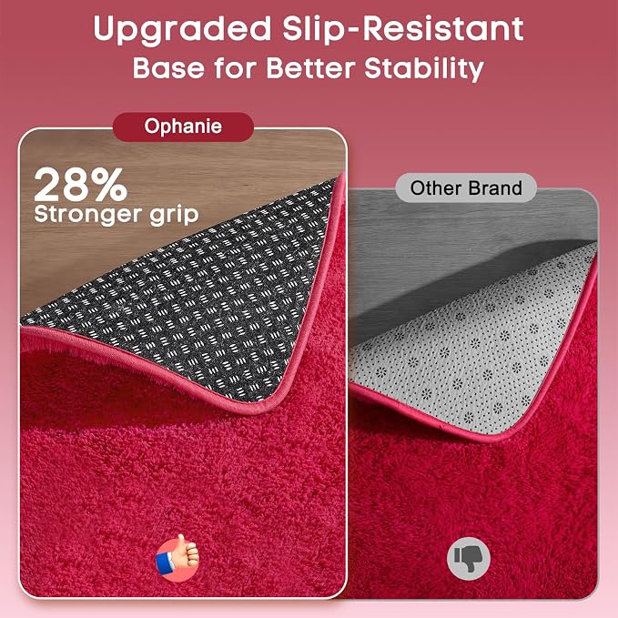 Ophanie Red Rugs for Bedroom Living Room, Fluffy Fuzzy Furry Carpet, Plush Soft - Image 4