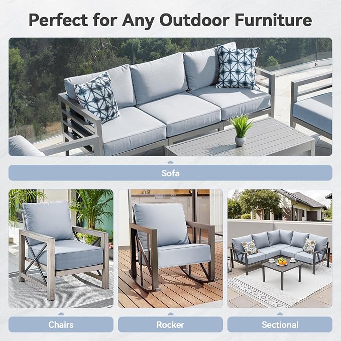 Luxury 6" Outdoor Cushions for Patio Furniture, Fade Resistant Couch Chair - Image 6