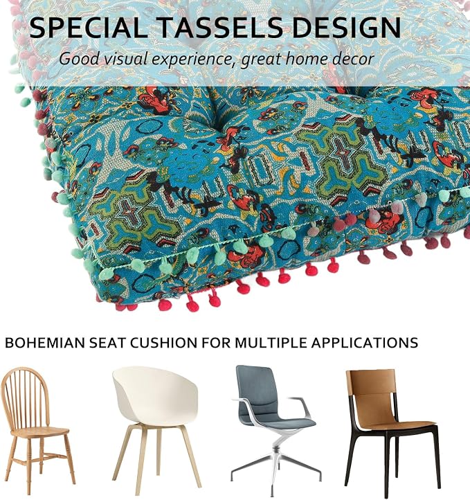 Bohemian Seat Cushion，Indoor & Outdoor 16.5" x 16.5" Seating Cushion - Image 5