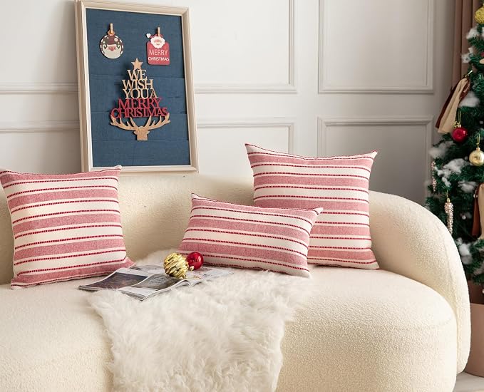 Christmas Pillow Covers, Boho Textured Red Pillow Case, Pillow Covers 12 x 20 - Image 6