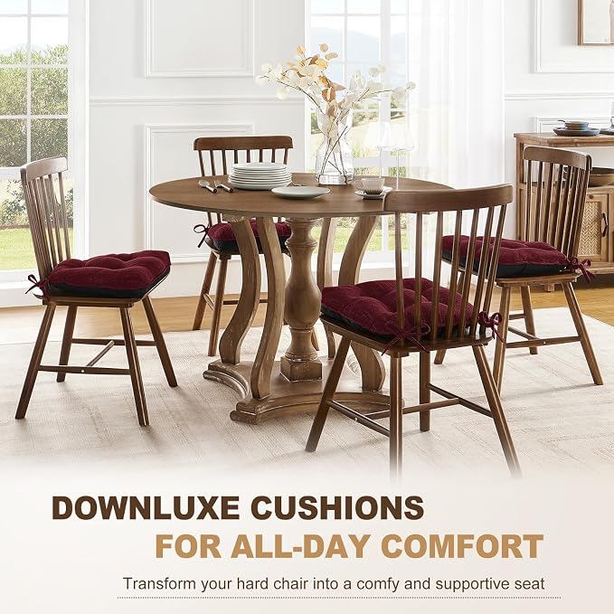 downluxe Indoor Chair Cushions for Dining Chairs, Tufted Overstuffed Textured - Image 6