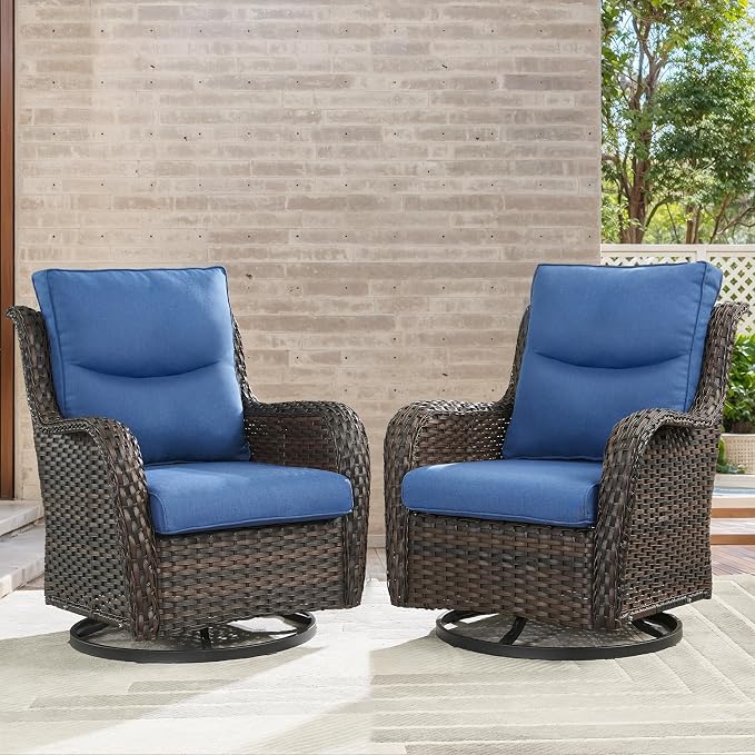 Outdoor Chair Cushions Set of 2-22 x 25 Inch Fade Resistant Patio Chair - Image 2