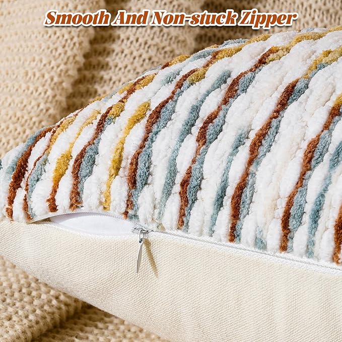 AmHoo Boho Chenille Pillow Cover Decorative Tufted Pillowcase - Image 2