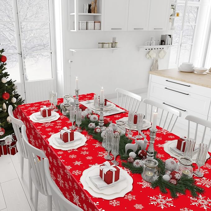 Jectivs 6 Pieces Christmas Snowflake Plastic Party Tablecloth Decorations - Image 7