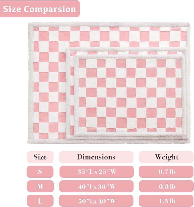 Checkered Dog Blanket, Cute Girly Women Aesthetic Style Fluffy Fleece Pets - Image 6
