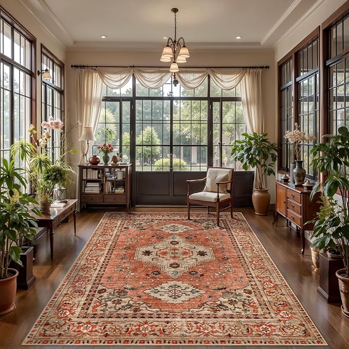 Tangsoo 5x7 Area Rug Washable for Living Room, Vintage Rug Indoor Non Slip - Image 2