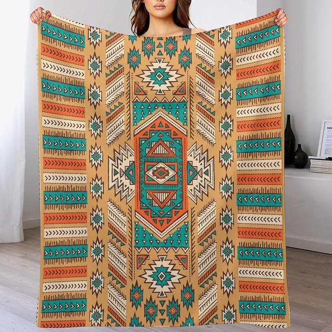 Aztec Throw Blanket, Tribal Navajo Print Native Blanket - Image 8