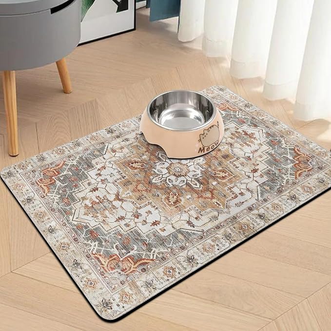 Pet Food Mats for Floor, Absorbent Dog Mat for Food and Water Dispenser Mat - Image 2