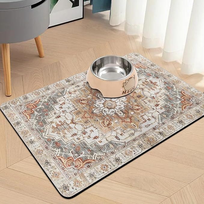 Pet Food Mats for Floor, Absorbent Dog Mat for Food and Water Dispenser Mat - Image 2