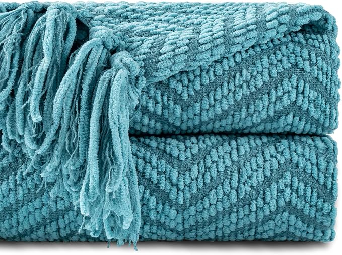 BATTILO HOME Teal Throw Blanket by BATTILOHOME
