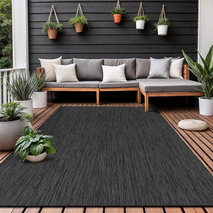 Washable Indoor Outdoor Rug 10x14 Weather Resistant Area Rugs Modern Solid - Image 4