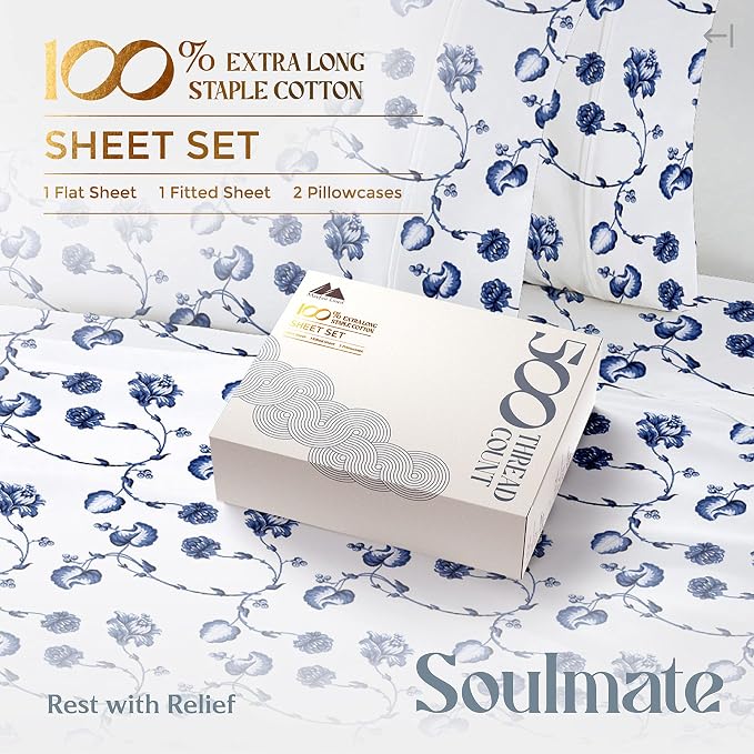 Mayfair Linen 100% Cotton Printed California King Cotton Sheets - Image 4