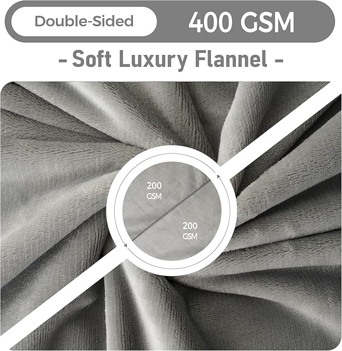 Waterproof Dog Blankets Light Grey Pet Blanket 60"x80", Soft Fluffy Sofa Car - Image 3