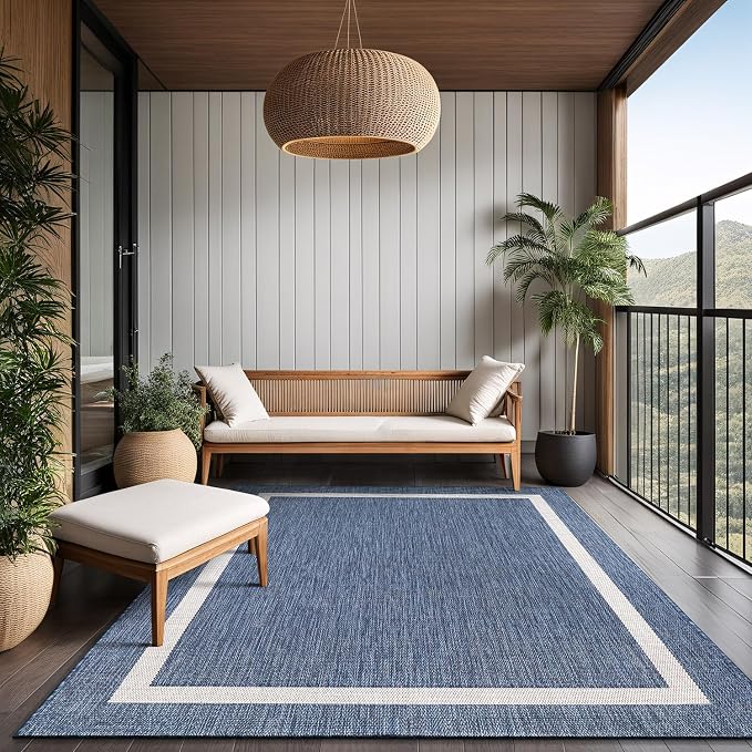 Bordered Outdoor Rug 8x10 Washable Outside Carpet - Image 8