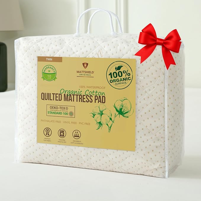 Luxury Quilted Organic Cotton Mattress Protector Twin by MATTSHIELDORIGINAL