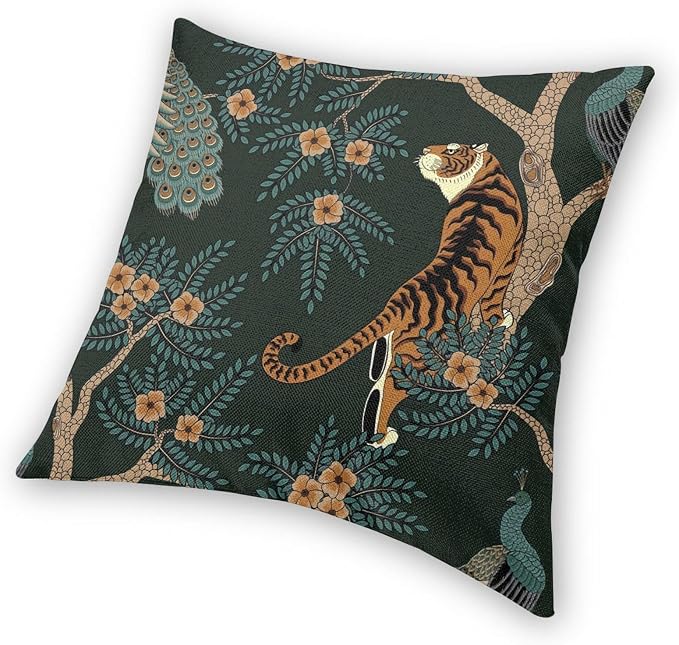 NBFKDO Pillow Cover, Tiger and Peacock Throw Pillow Case Modern Cushion Cover - Image 9