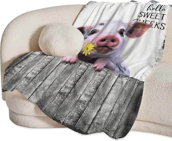 Funny Pig Farm Throw Blanket - Image 6