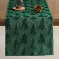 Christmas Tbale Runner 13x36 Inch Soft Plush Faux Fur Jacquard Green Big Small by Unknown