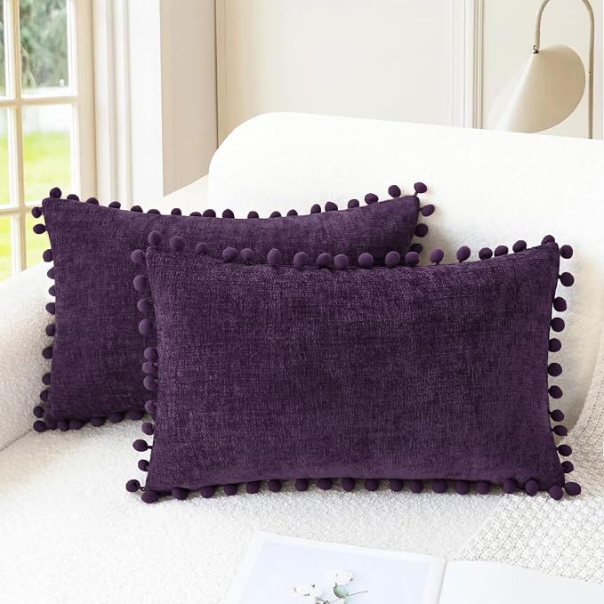 CaliTime Throw Pillow Covers Decorative 20 X 12 Inches Pack of 2 Cozy Solid by CaliTime