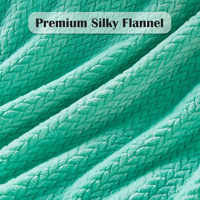 NEWCOSPLAY Super Soft Throw Blanket Aqua Premium Silky Flannel Fleece Leaves - Image 5