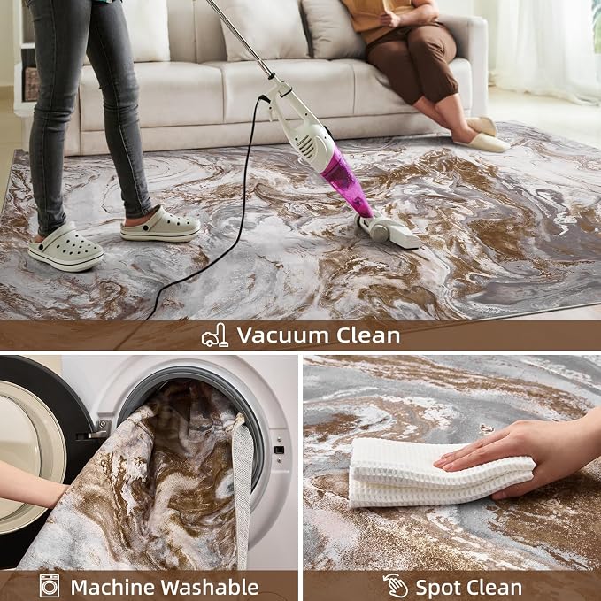 4x6 Washable Area Rugs for Living Room, Stain Resistant Carpet for Dining Room - Image 4