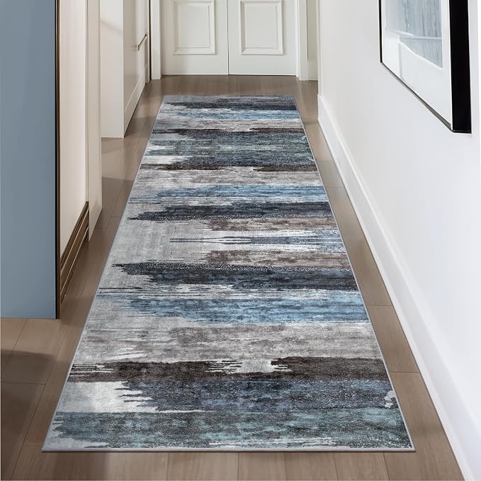 Ciicool 2x12 Washable Runner Rug, Modern Abstract Hallway Rugs Runner, Non-Slip - Image 2