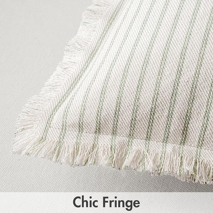 MIULEE Pack of 2 Sage Green Pillow Covers 26x26 Inch Striped Farmhouse Couch - Image 2