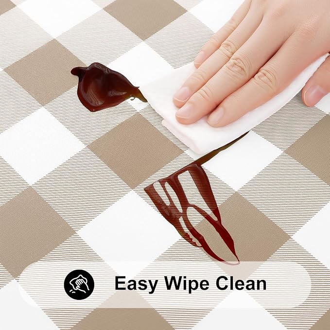 Smiry Rectangle Picnic Table Cloth, Elastic Waterproof Fitted Vinyl Tablecloths - Image 4