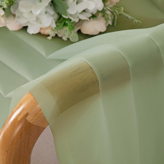 OVZME Light Green Sheer Curtains 90 Inches Long 2 Panels - Image 6