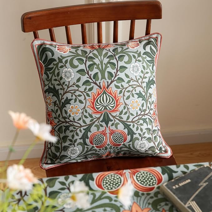 ISAENNE Design Square Retro Elegant Linen Throw Pillow Covers 18"x18" Pack of 2 - Image 6