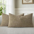 a moment Brown Chenille Throw Pillow Covers 12x20 Inch Pack of 2 Modern by amoment