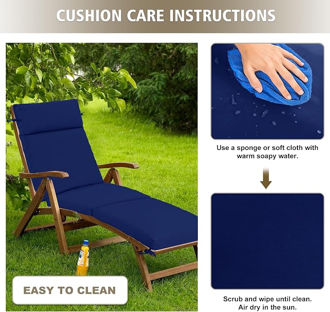 Chaise Lounge Cushion 80x26x3 Inch ?Set of 2 Outdoor Lounge Chair Cushions - Image 8