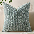 Decorative Couch Throw Pillow Covers 16x16 Green Striped Soft Wool Pillow by Allorry