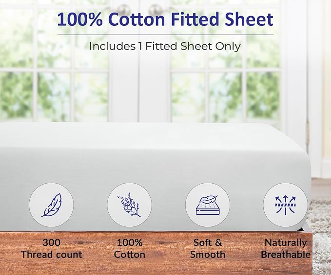ROYALE LINENS 300 Thread Count 100% Long Staple Combed Cotton Fitted Sheet King - Image 3