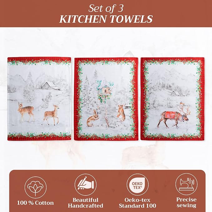 Maison d' Hermine Kitchen Towels Set of 3 100% Cotton 20" x 27.5" Reusable - Image 2