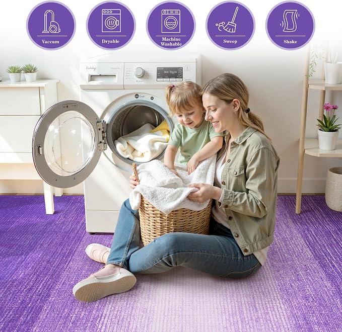 Wonnitar Washable 3x5 Purple Rugs - Image 5