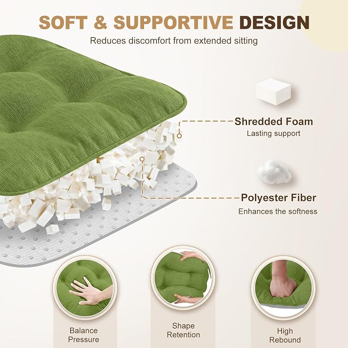 downluxe Indoor Chair Cushions for Dining Chairs, Tufted Overstuffed Textured - Image 3