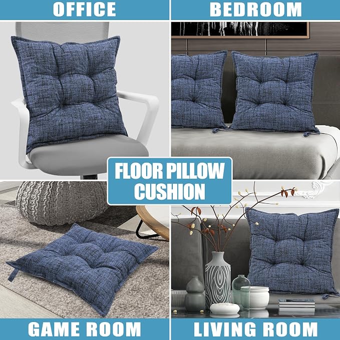 SINSOSSO Large Floor Pillow 22", Thickened Bite-Size Memory Foam Square - Image 3