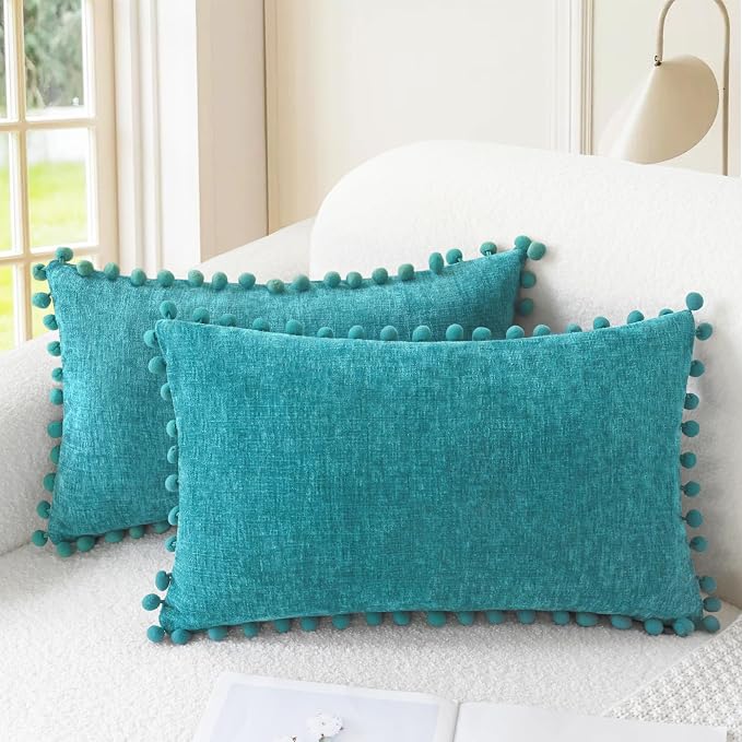 CaliTime Throw Pillow Covers Decorative 20 X 12 Inches Pack of 2 Cozy Solid by CaliTime